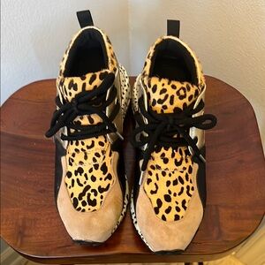 Leopard Print Sneakers with Black Accents